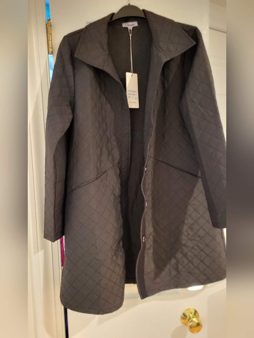 Chico's Quilted Black Long Puffer Coat